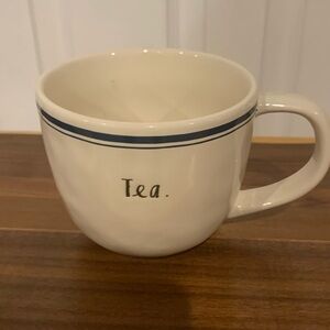 NWOT Rae Dunn white/blue stripe coffee mug. Artisan a collection by Magenta. TEA
